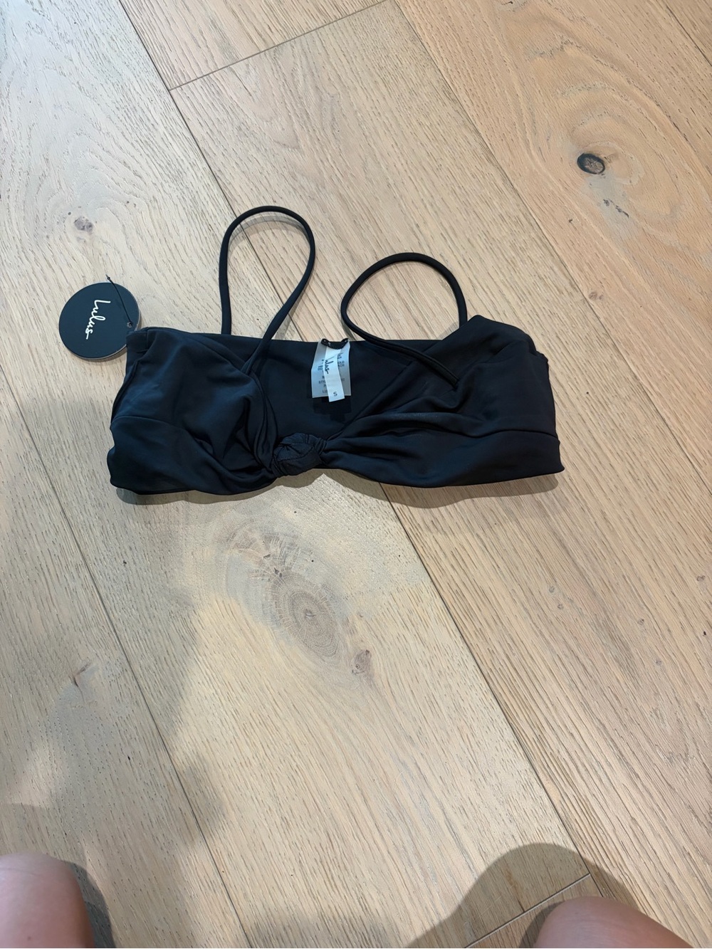 Lulu's Black Strappy Knot-Front Bikini Top